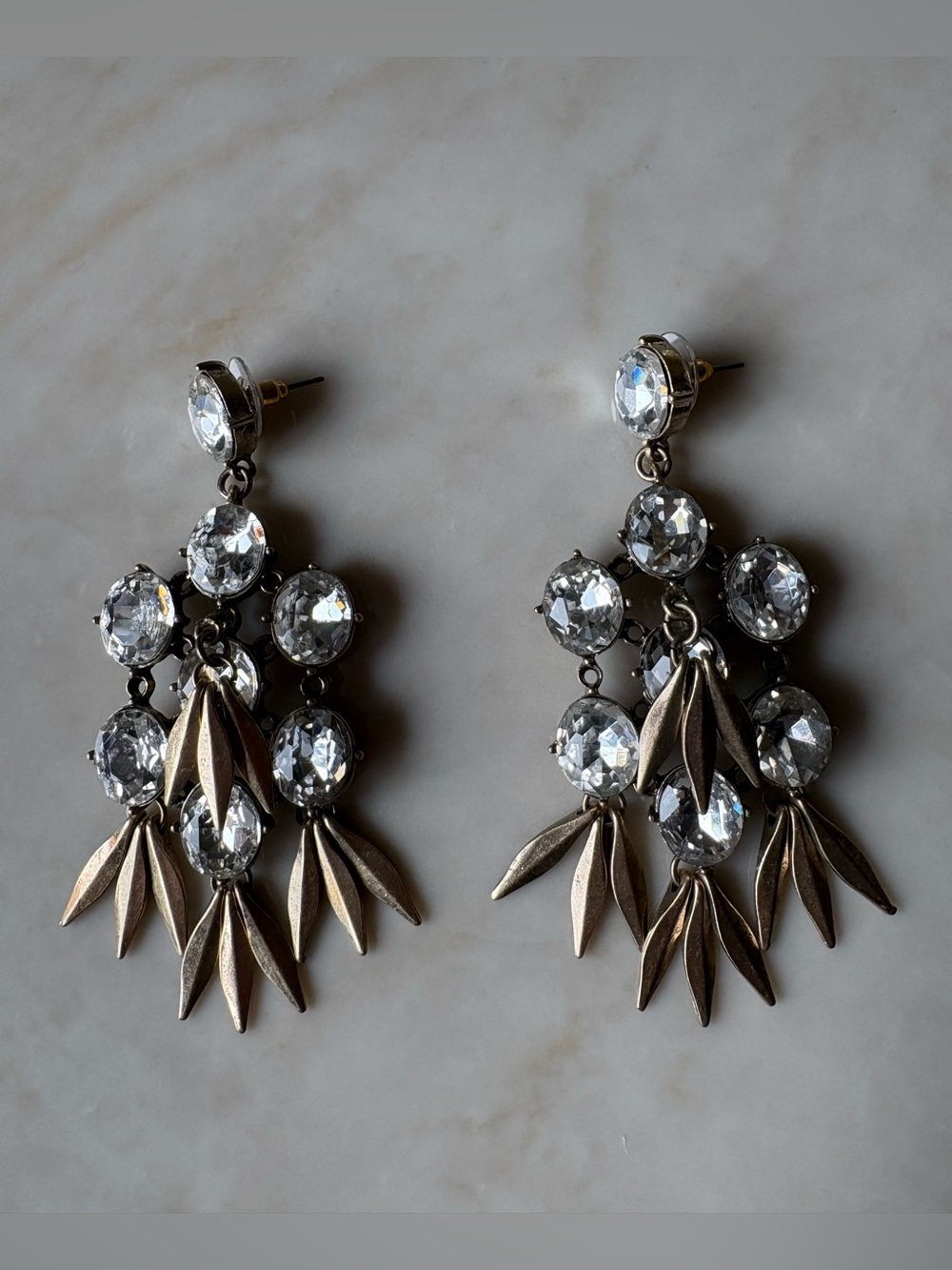 Vintage inspired Crystal Drop Chandelier Earrings - Clear/Gold